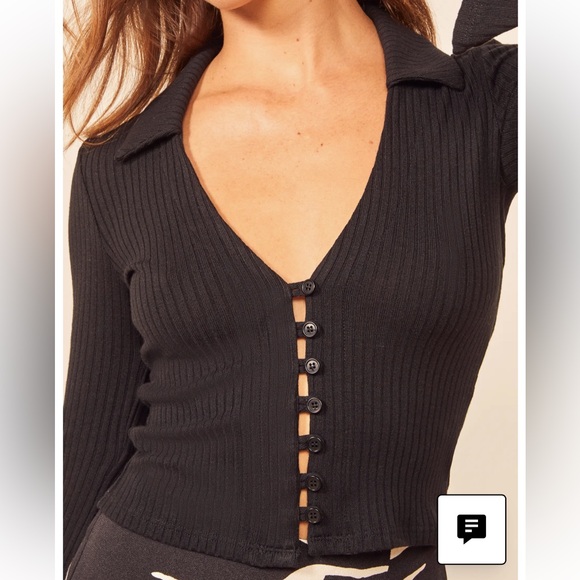Reformation Luce Ribbed Button Front Top Size XS - Picture 4 of 13